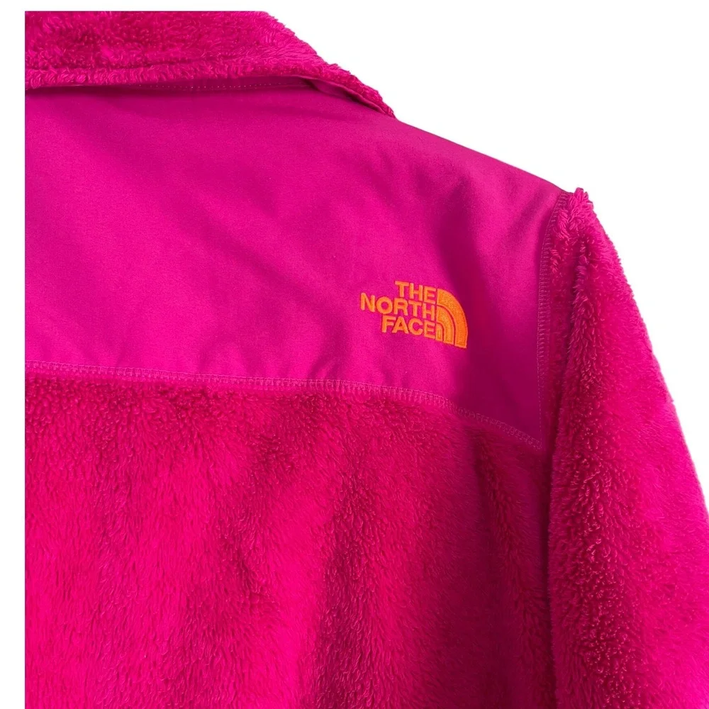 The North Face Girls Denali Fleece Jacket Pink Orange Full Zip Size L 14/16